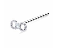 Stony Infinity Shaped Silver Straight Nose Stud NSKA-676